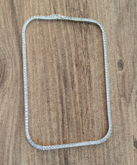 White CZ Stone Silver Choker Necklace - 2.5 mm Tennis