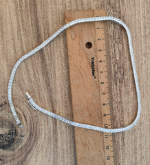 White CZ Stone Silver Choker Necklace - 2.5 mm Tennis