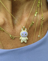 Handmade Labubu Style Necklace – Cute Cartoon Character Jewelry Gift - 925 Sterling Silver