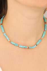 قلادة فضية من حجر الفيروز الطبيعي