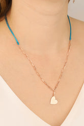 Turquoise Corded Silver Heart Necklace