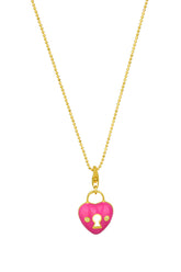 Pink Enamel Lock Heart Necklace