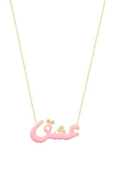 قلادة مينا فضية مكتوب عليها كلمة حب باللغة العربية