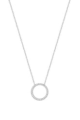 قلادة فضية مستديرة من الحجر الأبيض