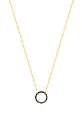 Black Stone Silver Round Necklace