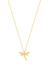 White Stone Dragonfly Silver Necklace