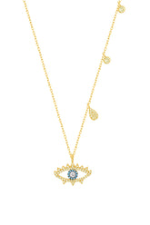 Dangling Stone Eye Silver Necklace