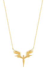 قلادة ملاك من الحجر الأبيض الفضي