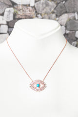 Baguette Stone Eye Silver Necklace