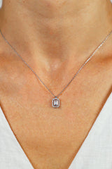 Baguette Stone Diamond Model Silver Necklace