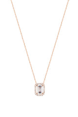 Baguette Stone Diamond Model Silver Necklace