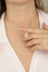 Drop Stone Silver Baguette Necklace