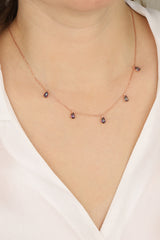 Drop Natural Stone Silver Necklace