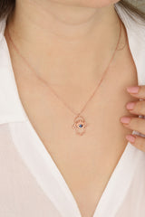 قلادة يد أم فاطمة الفضية ذات العين الوسطى