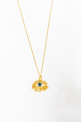 قلادة رموش من حجر الأكوامارين الفضي