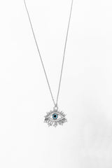 قلادة رموش من حجر الأكوامارين الفضي