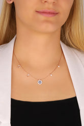 Lucky Evil Eye Beaded Silver Necklace, Lucky Necklace, Dainty Everyday Necklace