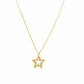 Black Pencil Engraved Hollow Star Necklace