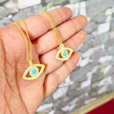 قلادة عين من حجر الفيروز الفضي