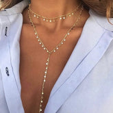 قلادة تشوكر وقلادة نجمة Y 2 في 1 فضية