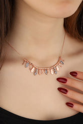 قلادة فضية متعددة القطع مع حجر الترتر ودلاية، قلادة بسيطة على الطراز البوهيمي هدية لها