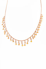 Stony Dangle Multi Silver Chance Necklace, 925 Solid Sterling Silver, Zirconia Gemstone, Rose Gold Vermeil