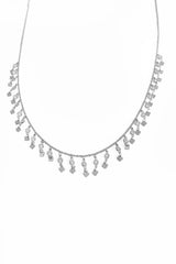 Stony Dangle Multi Silver Chance Necklace, 925 Solid Sterling Silver, Zirconia Gemstone, Rose Gold Vermeil