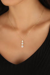 Vertical Three Stone Silver Necklace