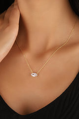 Oval Solitaire Silver Necklace, Solitaire necklace
