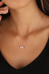 Oval Solitaire Silver Necklace, Solitaire necklace