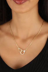 White Zircon Stone Silver Cuff Necklace