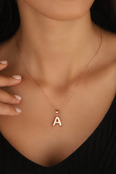 قلادة من الفضة الخالصة مطلية بالذهب عيار 14 قيراطًا بأحرف AZ / قلادة بأحرف AZ / قلادة بأحرف AZ