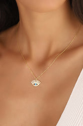 Eye Silver Necklace with Turquoise Stone in the Middle