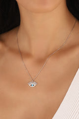Eye Silver Necklace with Turquoise Stone in the Middle