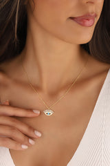 Eye Silver Necklace with Turquoise Stone in the Middle