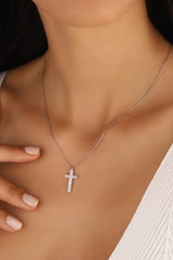 قلادة صليب، قلادة سلسلة عيار 14 قيراط، قلادة صليب مع حجر أبيض