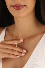 قلادة صليب، قلادة سلسلة عيار 14 قيراط، قلادة صليب مع حجر أبيض