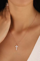 925 Silver Cross Necklace, Dainty Gold Cross Necklace, Small Cross Necklace, Tiny Cross Necklace