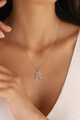 قلادة نجمة فضية مع حجر الزركون الأبيض، قلادة نجمة الشمال الفضية