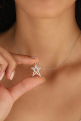 قلادة نجمة فضية مع حجر الزركون الأبيض، قلادة نجمة الشمال الفضية