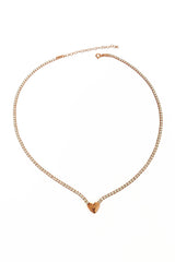 Heart Tennis Necklace, Cubic Zirconia Gemstone 925 Sterling Silver Rose Gold Vermeil