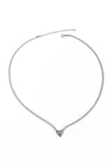 Heart Tennis Necklace, Cubic Zirconia Gemstone 925 Sterling Silver Rose Gold Vermeil