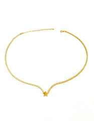 Star Tennis Necklace, Cubic Zirconia Gemstone 925 Sterling Silver Rose Gold Vermeil