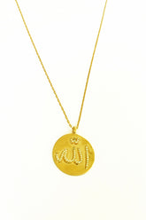 White Stone Arabic Allah Written, Allah God Necklace, Islamic Arabic Farsi Calligraphy Gift