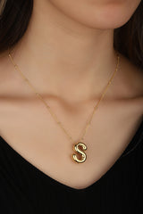 No Stone Silver Balloon Letter Necklace, Initials Letter Balloon Charm Small Letter A-Z