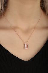 Baguette Stone Diamond Model 925 Silver Letter Necklace, Diamond Initial Necklace / A Letter Necklace / Baguette Necklace