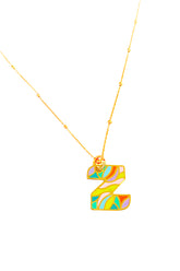 Rainbow Color Enamel Stoneless Silver Letter Necklace