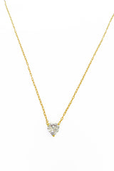 Big Single Stone Heart Sterling Silver Necklace, Heart Necklace