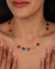 قلادة من الفضة الإسترلينية على شكل قلب من حجر ملون، على شكل قلب حلو رفيع