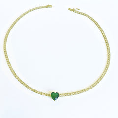 Heart 3mm Tennis Necklace, Tennis Chokers With Heart Stone, Women Chokers